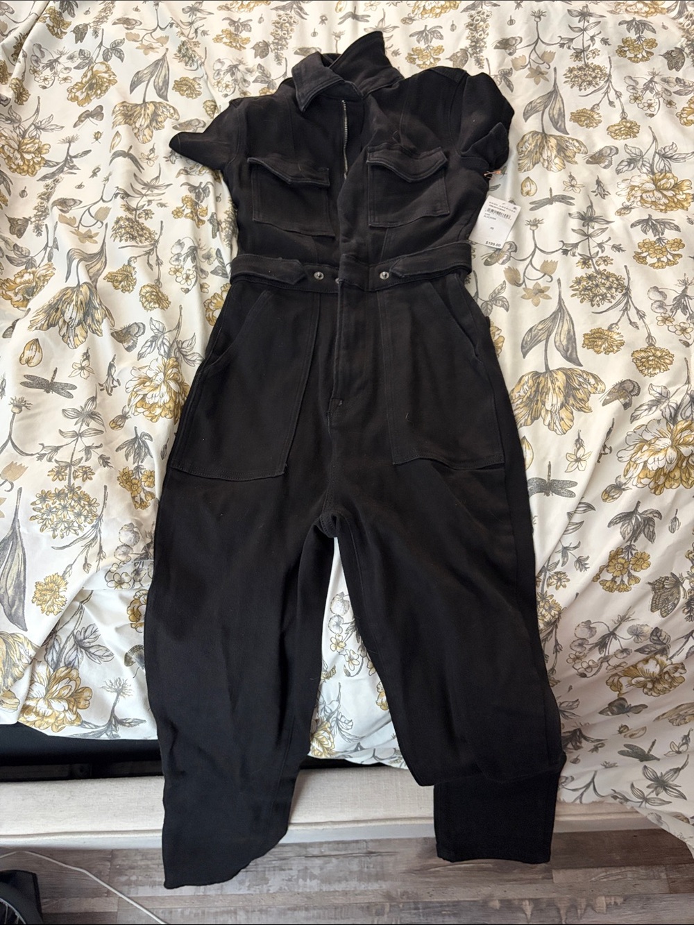 Good American Black Short-Sleeve Utility Jumpsuit
